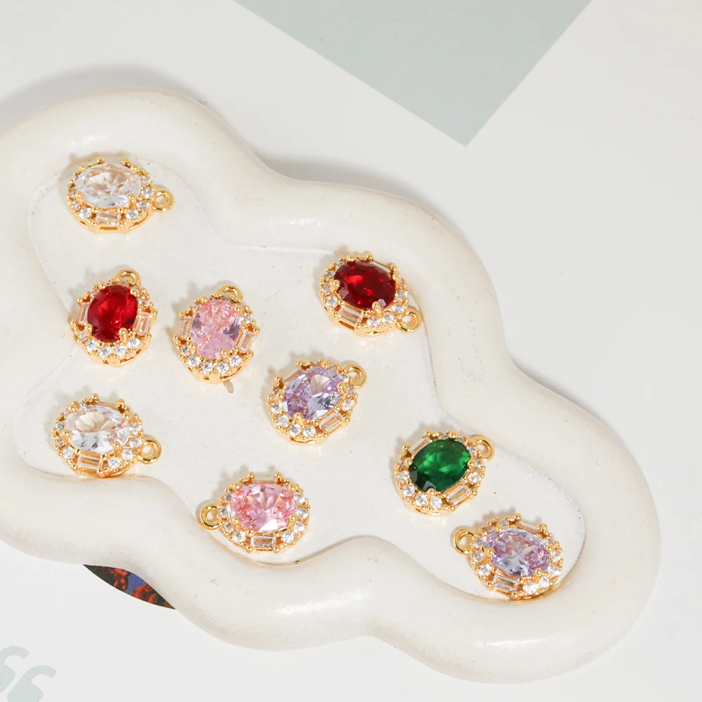 

Cordial Design 10*14MM 40Pcs DIY Copper Pendant/Hand Made/Jewelry Findings/CZ Crystal Charms/Genuine Gold Plating #194860