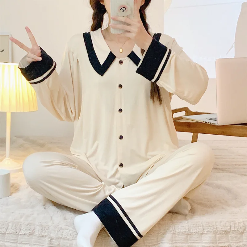 

Pregnant Women Breastfeeding Pajamas Autumn Winter Modal Postpartum Thick Confinement Sleepwear Maternal Nightgown