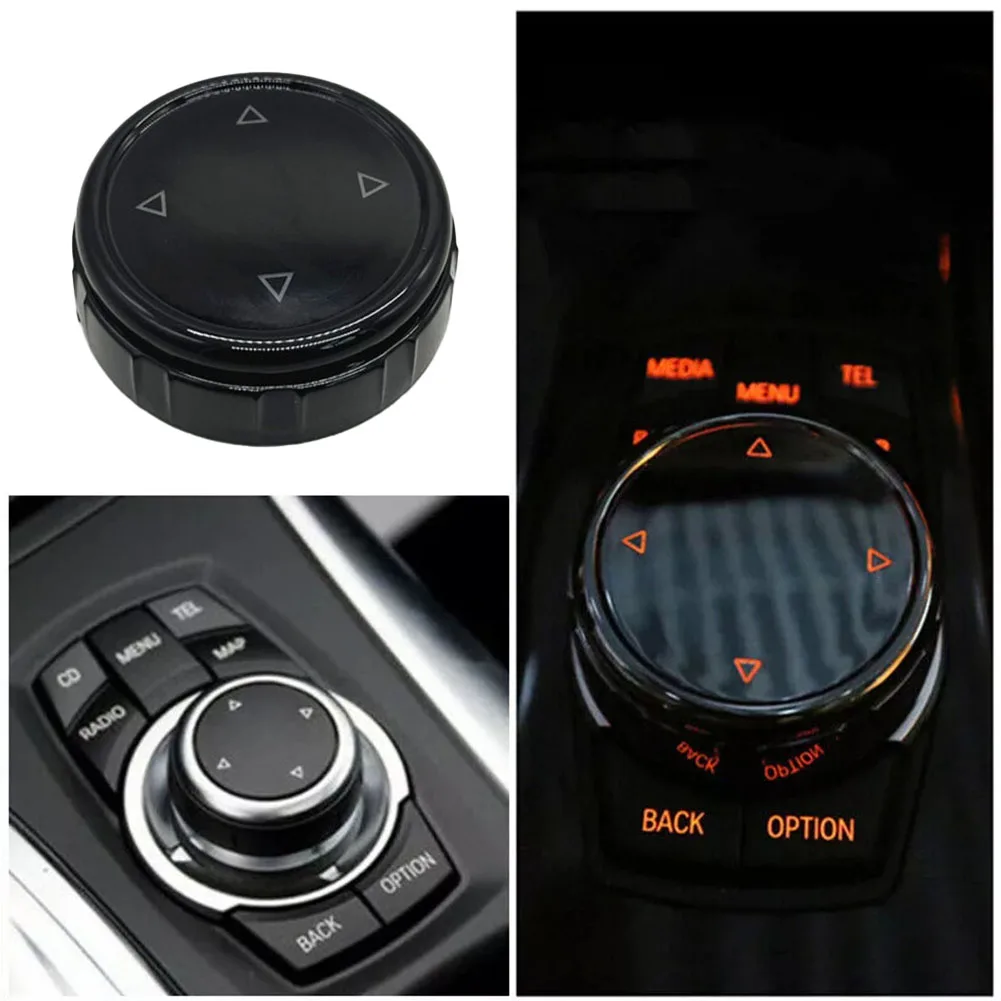 Car Multimedia Button Knob Cover for BMW X1 F25 1 2 3 5 Series Featuring Secure Double Buckle Fit and Backlit Engraved
