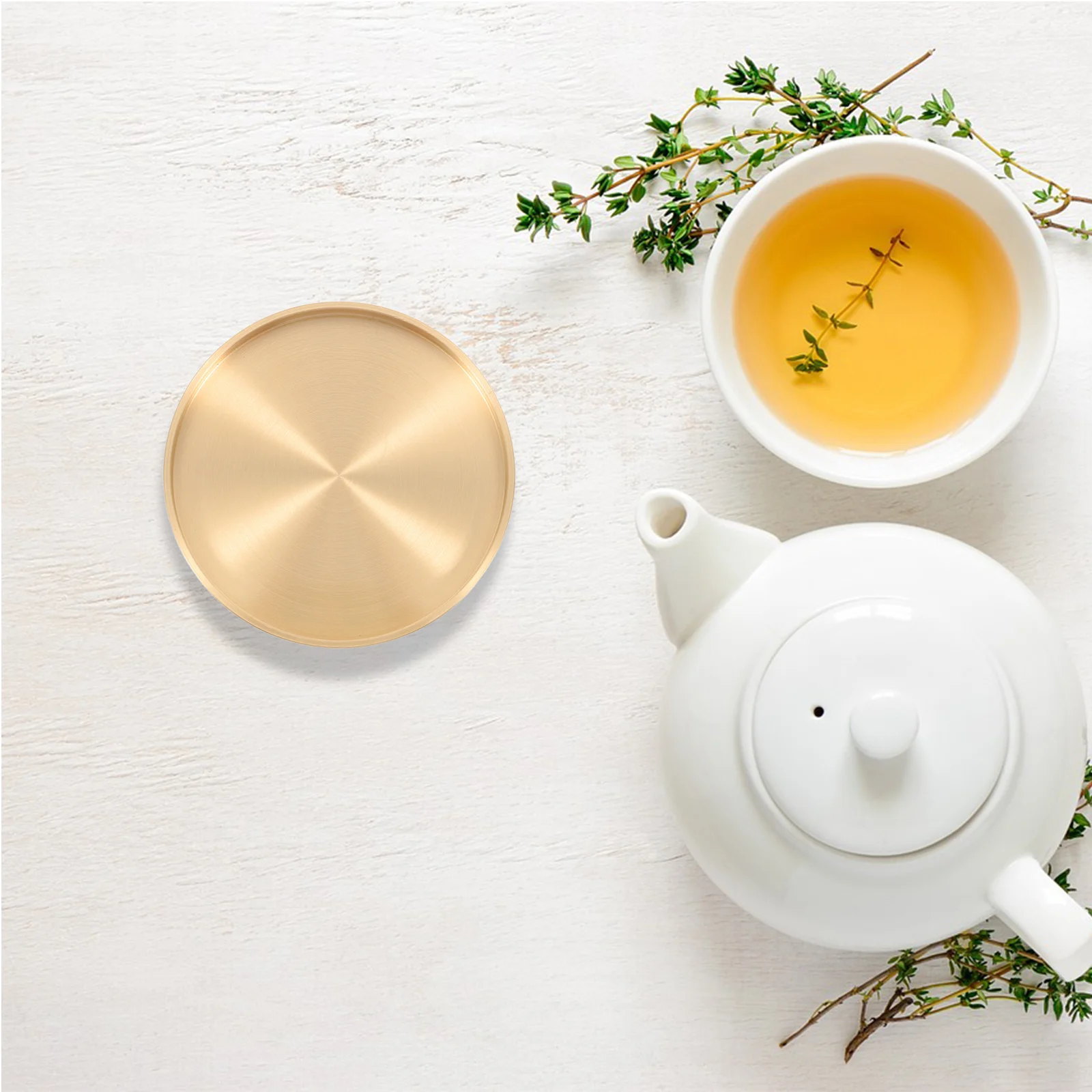 

2Pcs Brass Tea Cup Mats Heat Resistant Coasters for Home Restaurant Tabletop Cup Cushions Coffee Shop Decorative Tea Ceremony