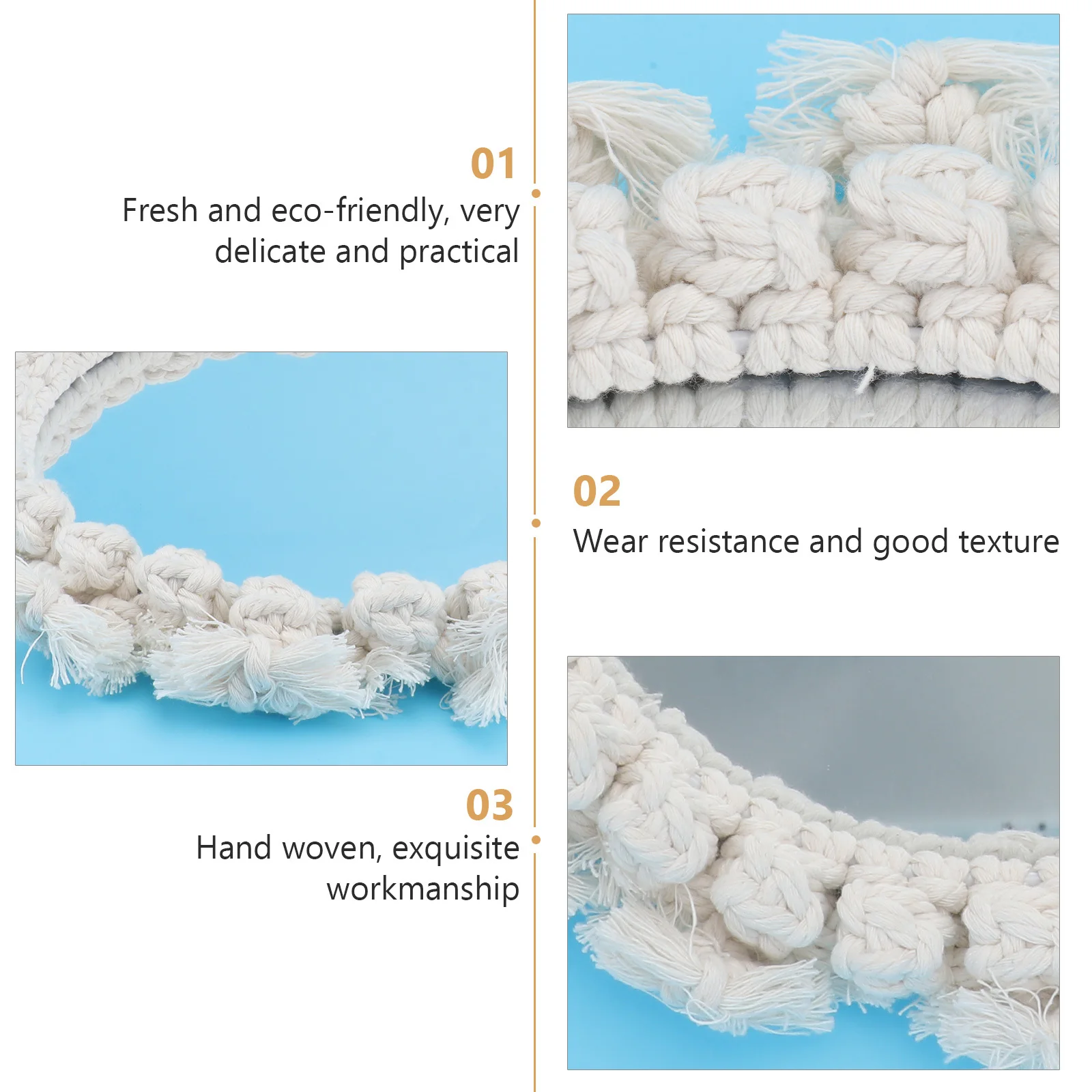 مرآة على الطراز الشمالي، مرآة معلقة مزخرفة، تصميم أنيق مستدير منسوج للحمام، مرحاض الشرفة، أبيض