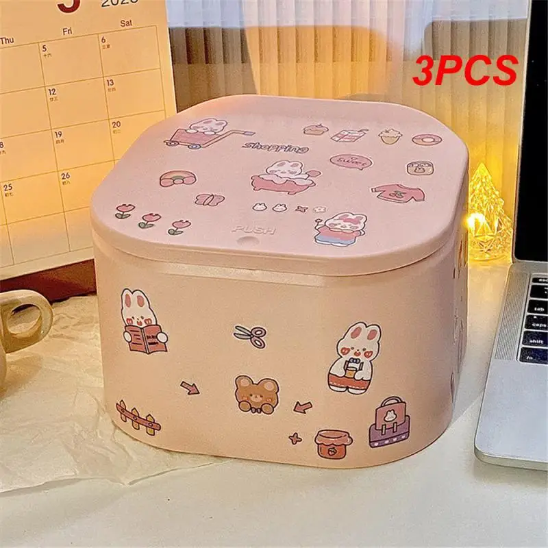 

3PCS Cute Cartoon Effective Durable Aesthetically Pleasing Convenient Space Saving Practical Stationery Box Ins-style Neat