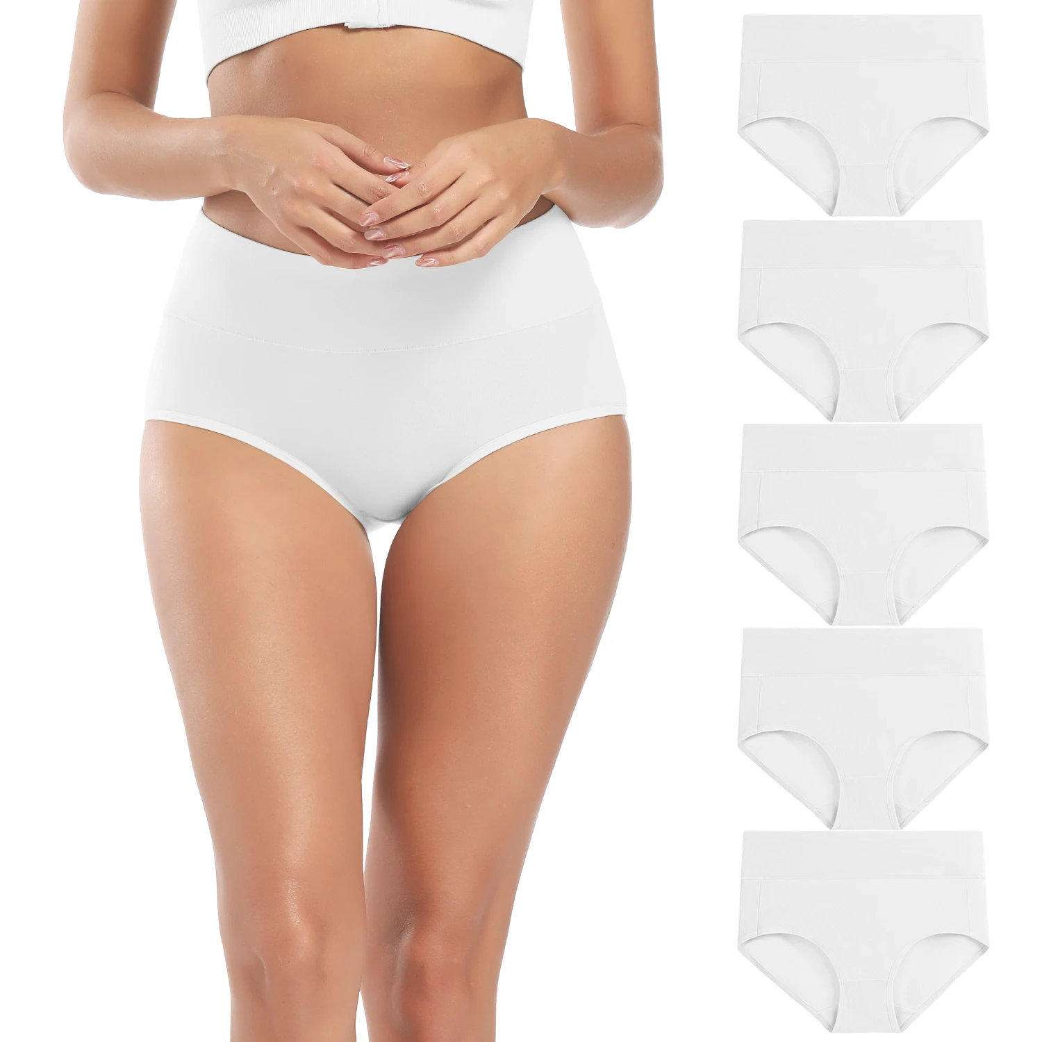 Bragas de algodón elásticas de cintura alta, sin formación de bolitas, sin costuras, control de abdomen, postparto, cesárea, transpirables, con entrepierna de 2 capas, antideslizantes.
