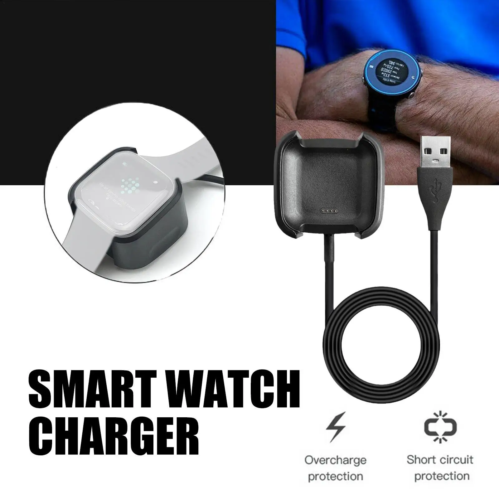 

Smart Watch Charger For Fitbit Versa 2 For Versa2 Charging Cable Rack Charging Base Smart Charging Device