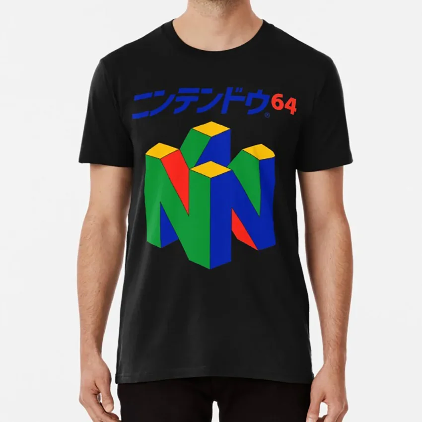 N64  64 Retro Video Game Console 90s Japanese Japanese  64 T Shirt Summer vintage  Short Sleeve