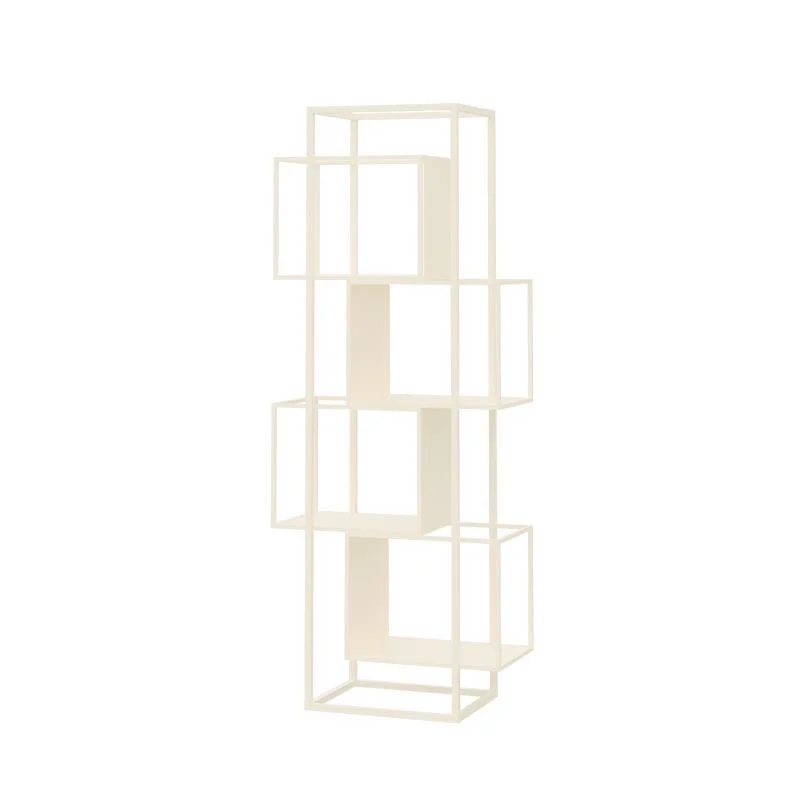 

Stylish and simple wrought iron bookshelf Floor shelf Nordic living room storage study cream wind book stand