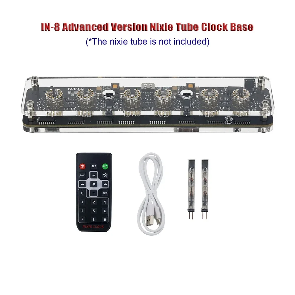 

5V1A 6-digit Nixie Tube Clock Stand USB-Type-C IN-8 Advanced Nixie Tube Clock Stand With Colon Tube And Remote Control Parts
