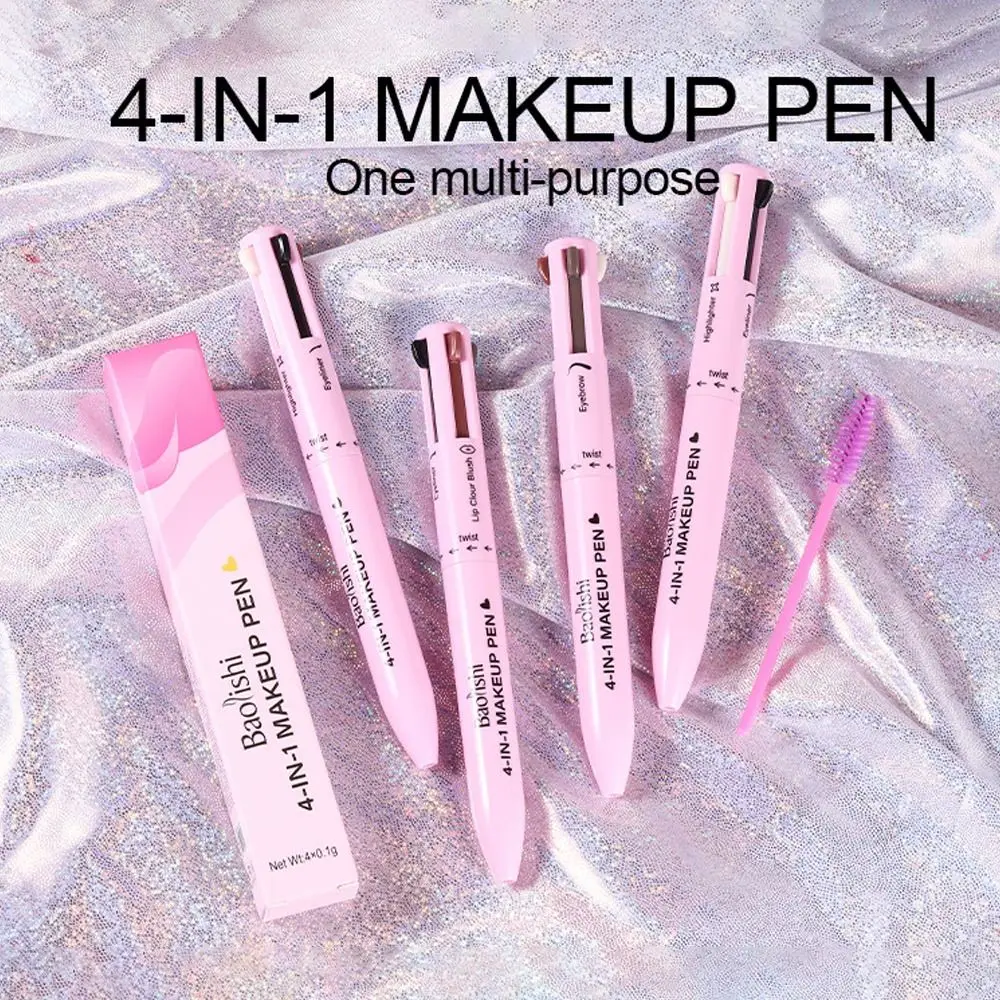 Portable 4 in 1 Multi-function Makeup Pen Smooth Waterproof Multi-function Makeup Set Long Lasting Lip Liner Cat Makeup
