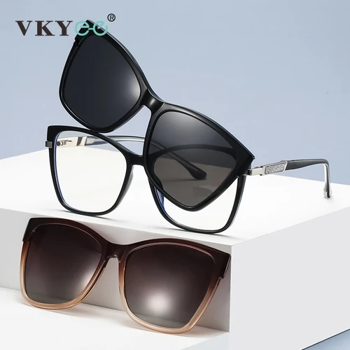 VICKY, nuevo diseño de moda TR90, gafas de sol polarizadas magnéticas con Clip, gafas de sol polarizadas para hombres y mujeres, gafas ópticas para miopía