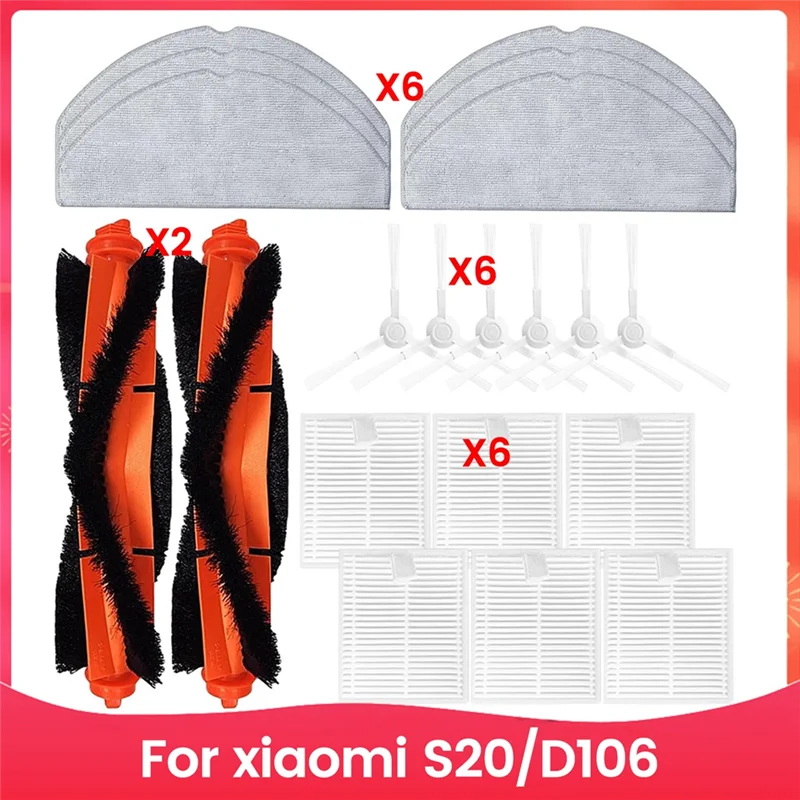 

ALIM-Replacement Kit Accessories For Xiaomi Robot Vacuum S20/D106 Parts Main Side Brush HEPA Filter Mop Cloth