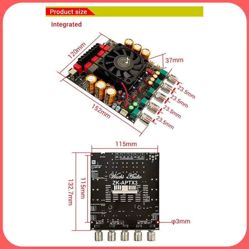 

X12A-New ZK-APTX3 Bluetooth Amplifier 2.1 Channel 3D Surround Sound Subwoofer 300Wx2+600W Audio Power Amplifier Audiophile