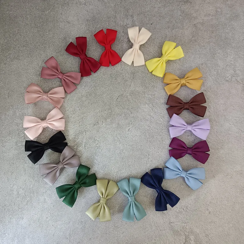 20-個-ロット、236-インチソリッドカラーリボンボウヘアクリップ手作りミニボウベビーヘアピン女の子ヘアアクセサリー