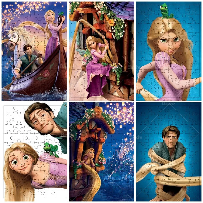 Disney Cartoon Movie Tangled Princess 300 500 1000PCS Puzzles Game Toys Wooden Jigsaw Hobby For Gift Girls Desk Room Ornaments