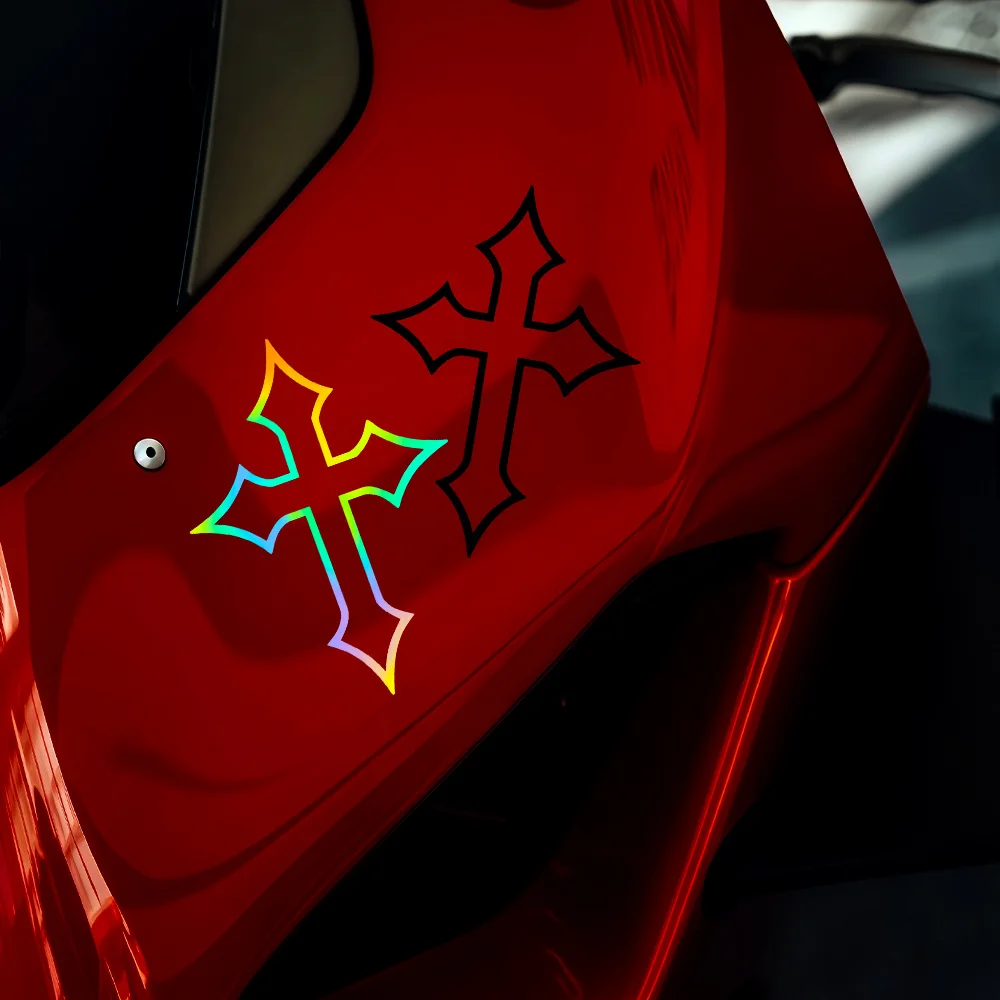 

Cool Cross Vinyl Sticker, Waterproof Decal for Motorcycle Helmet Fuel Tank Scooter Universal Decor