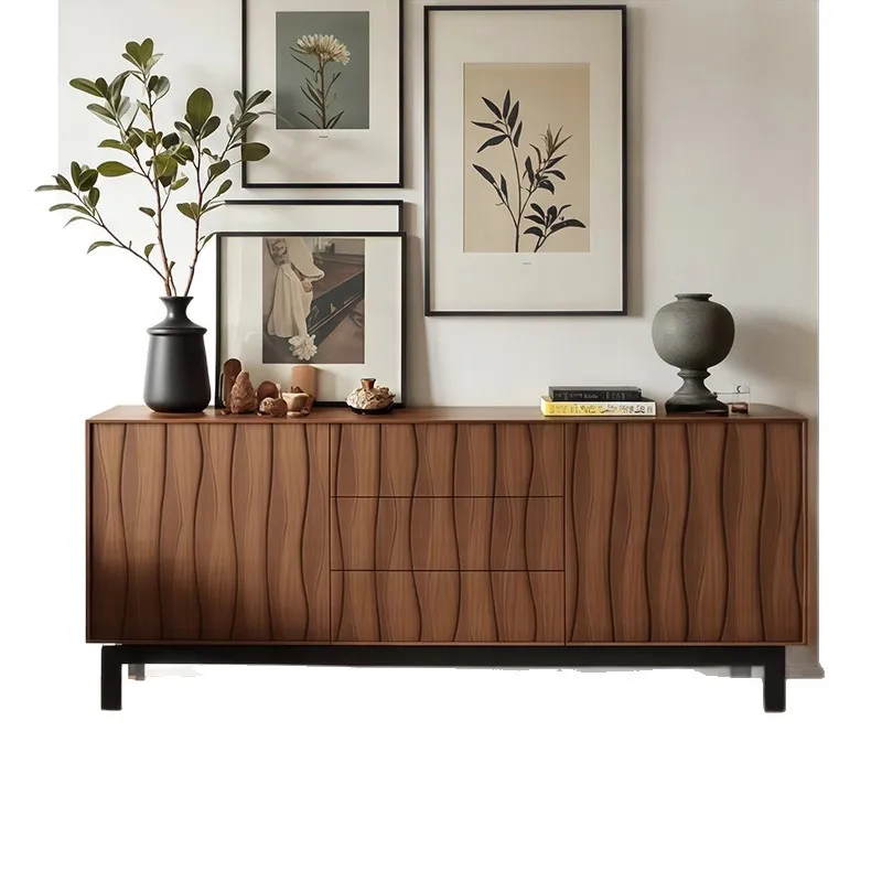 

Medieval solid wood dining side cabinet designer high-end living room dining side locker against the wall side cabinet kitchen