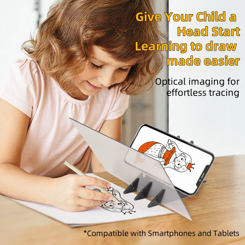 Translucent Drawing Board - High-Tech Optical Imaging Drawing Tool with Smartphone Stand for Kids\' Educational STEM Toys