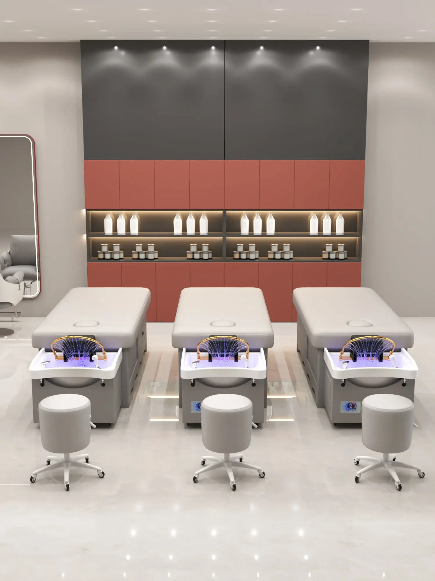 a*-Head therapy massage integrated push-pull shampoo bed beauty salon barber shop special water circulation fumigation.