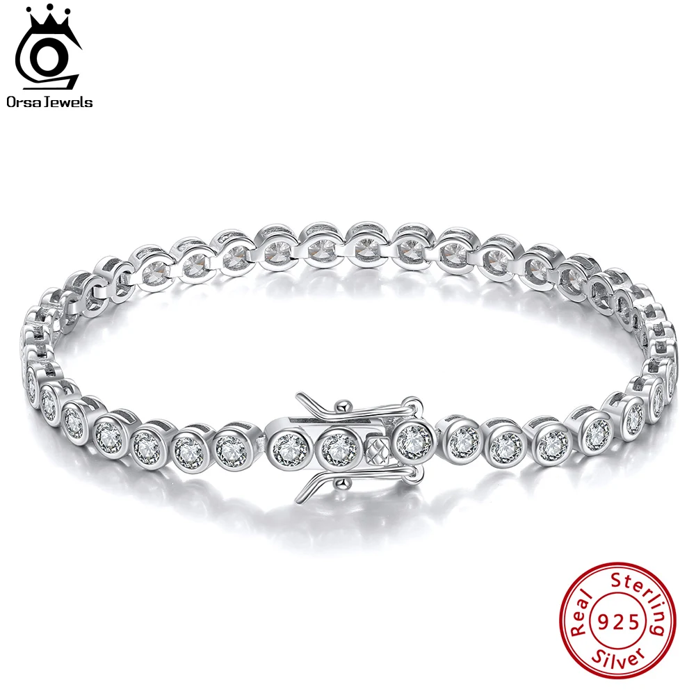 orsa joias 925 prata esterlina tenis pulseira para mulher 15 mm zirconia cubica artesanal corrente pulseiras festa joias sb143 01