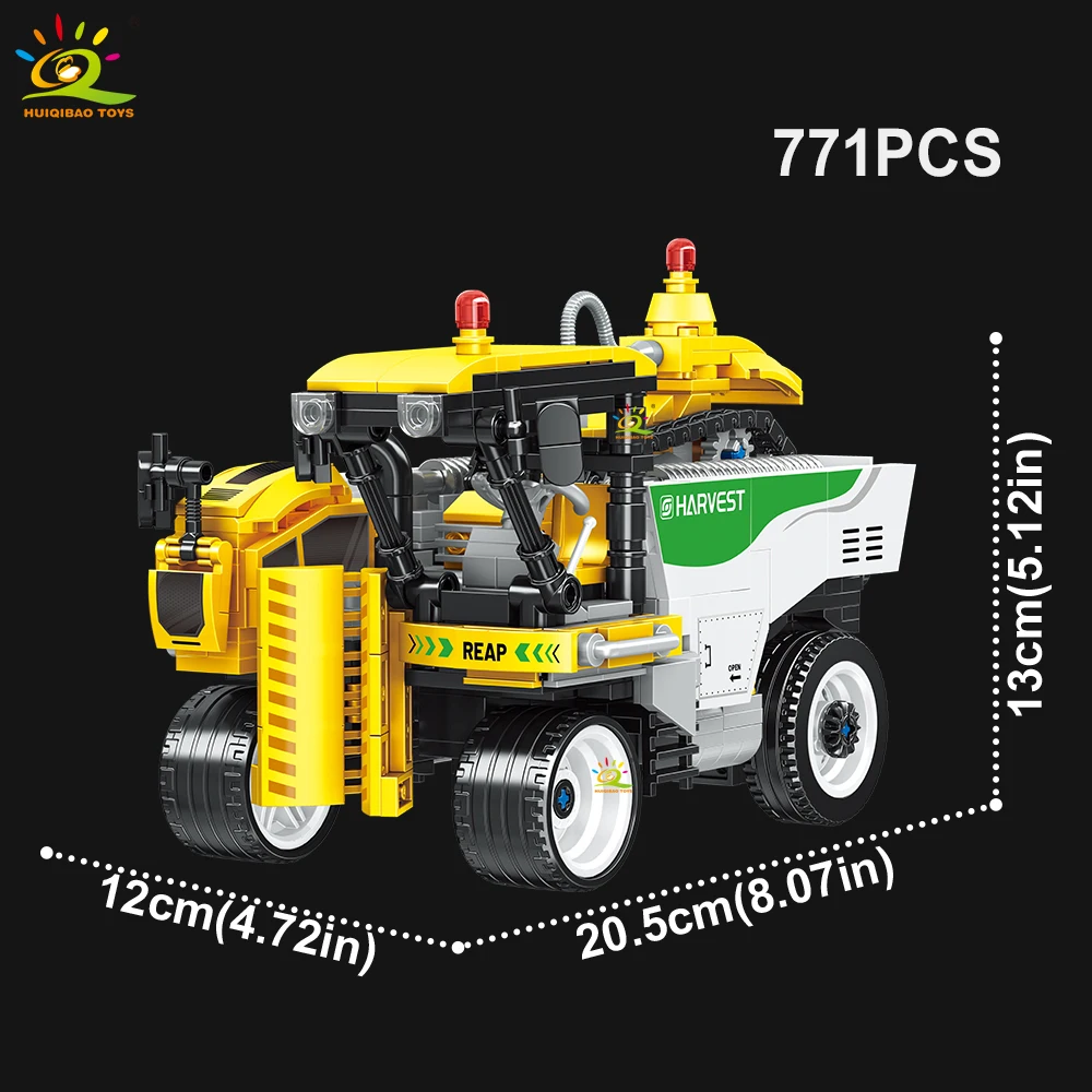 HUIQIBAO Bauern-LKW-Modell, Baukasten-Traktor, Kultivator, Mähdrescher, Fahrzeug, MOC-Auto, Bausteine, Stadtbauspielzeug für Kinder – Detail 13
