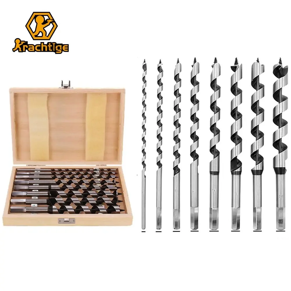 

Krachtige 8Pcs 230mm Auger Drill Bit Set 6/8/10/12/14/16/18/20mm for Wood Hex Shank Length Deep Woodworking Drill Bit