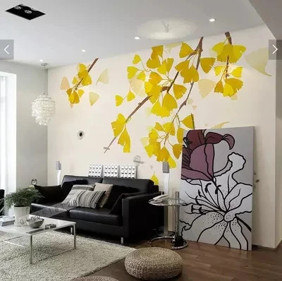 

Пользовательские 3D европейский стиль ручная роспись пасторальные обои золотой гинкго билоба гостиная диван фон настенная роспись спальня 8d