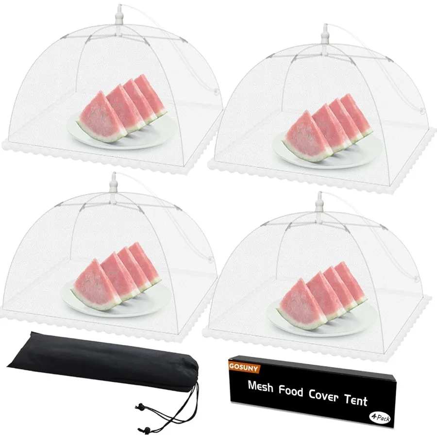 

Mesh Food Covers for Outdoors 4 Pack Upgraded Large 17x17 in Outdoor Party Food Cover Tent Collapsible Picnic Nets Umbrella Scr