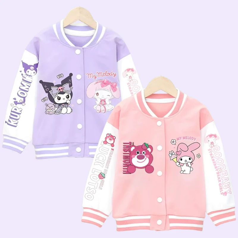 

Демисезонная куртка для девочек-подростков Sanrio Kuromi 2024, Детская верхняя одежда с мультяшным рисунком My Melody Princess, детская бейсбольная форма, спортивный топ