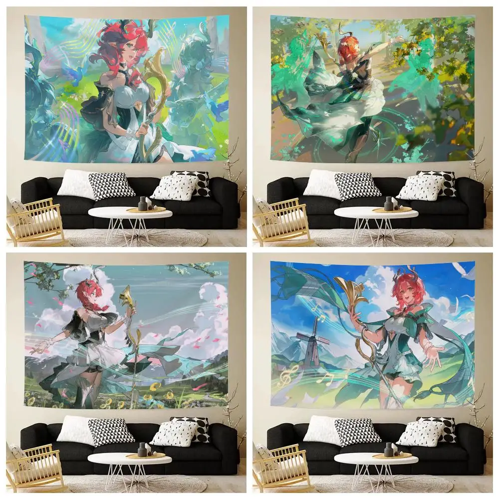 

Ciaccona Wuthering Game Tapestry Custom Home Living Room Bedroom Wall Decor Wallpaper Backdrop Cloth With Clips