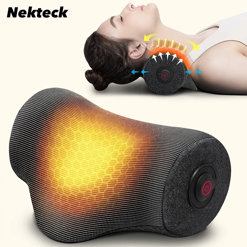 Nekteck Electric Massager Pillow Multi Back and Neck Massager with Heat 5s Heated Relax Muscle Shoulder Massage Pillow Cushion