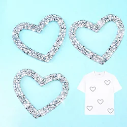 3pcs Love Iron Clothes Stickers Hollow Love Diy Clothing Bags Decorative Hot Melt Adhesive Rhinestone Applique Fusible Patch