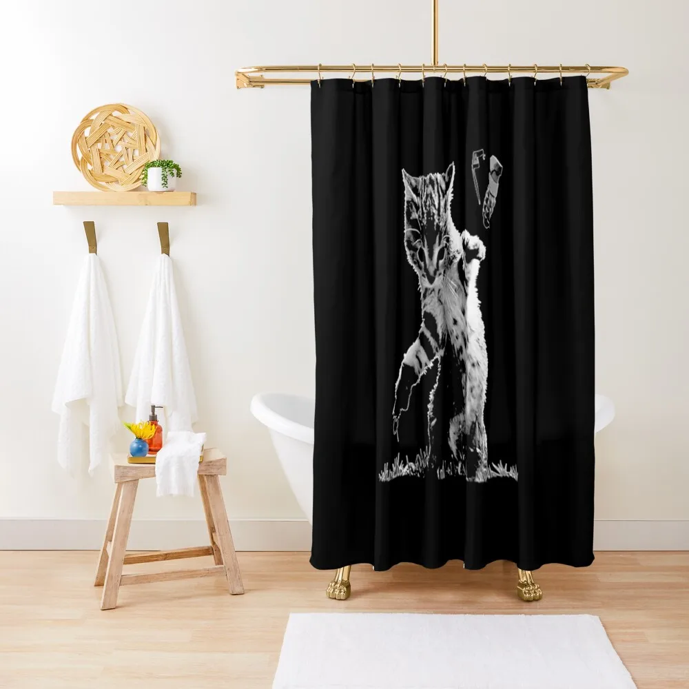 

Catastrophe Cat Throwing Grenade Premium Shower Curtain Shower Bath Waterproof Shower And Anti-Mold For Bathroom Curtain