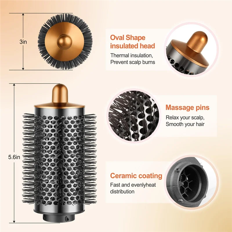 DHIPP-مرفق فرشاة مستديرة كبيرة وفرشاة تنعيم ثابتة جديدة لملحقات Dyson Airwrap HS05، HS01