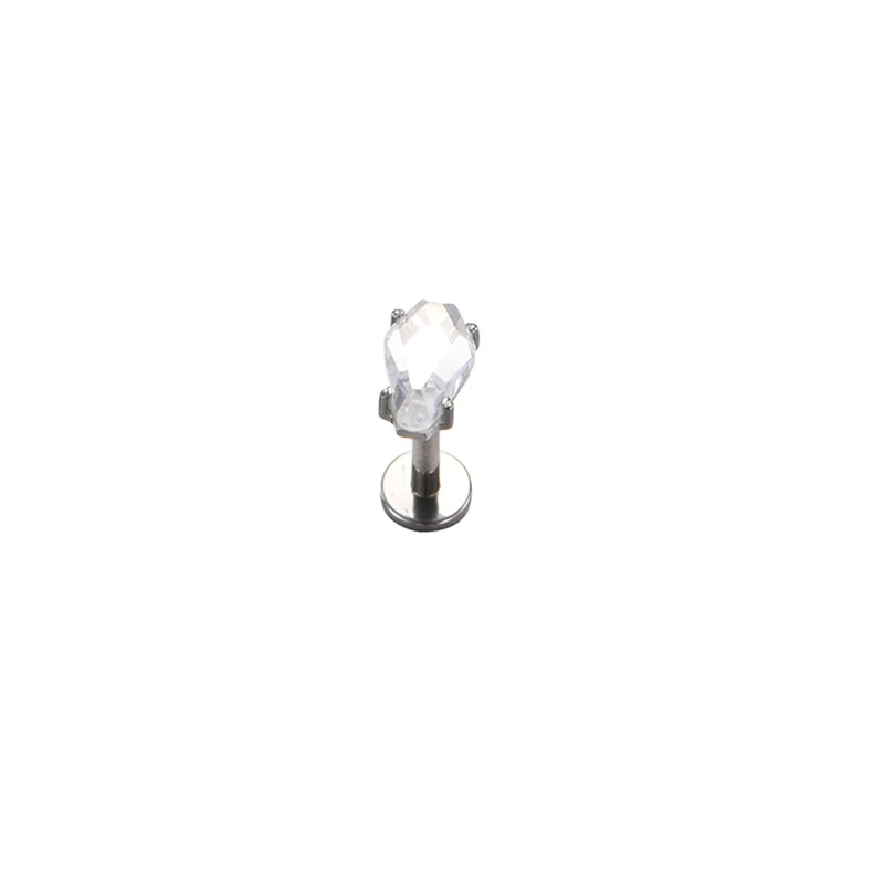ASTM F136 Titanium Internally Threaded Zircon Labret Lip Tragus Cartilage Helix Earrings Body Piercing Jewelry