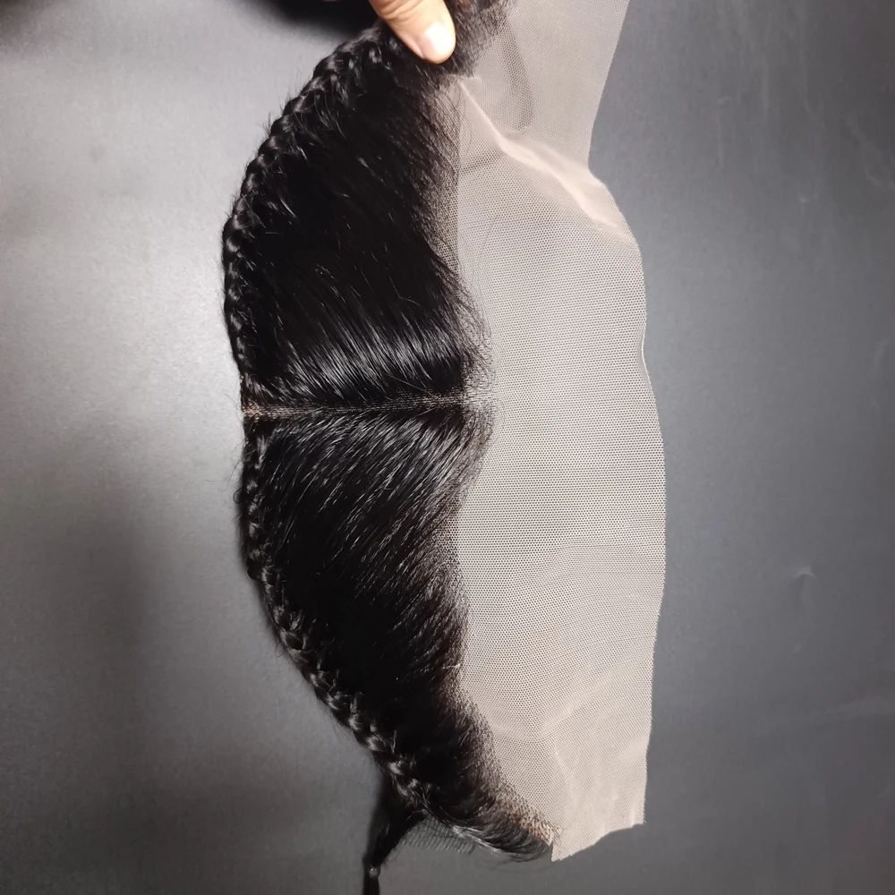 10 インチ 13 × 4 透明レースフロント三つ編みナチュラルブラックカラー 100% ブラジルレミー毛ストレートレースフロントのみ