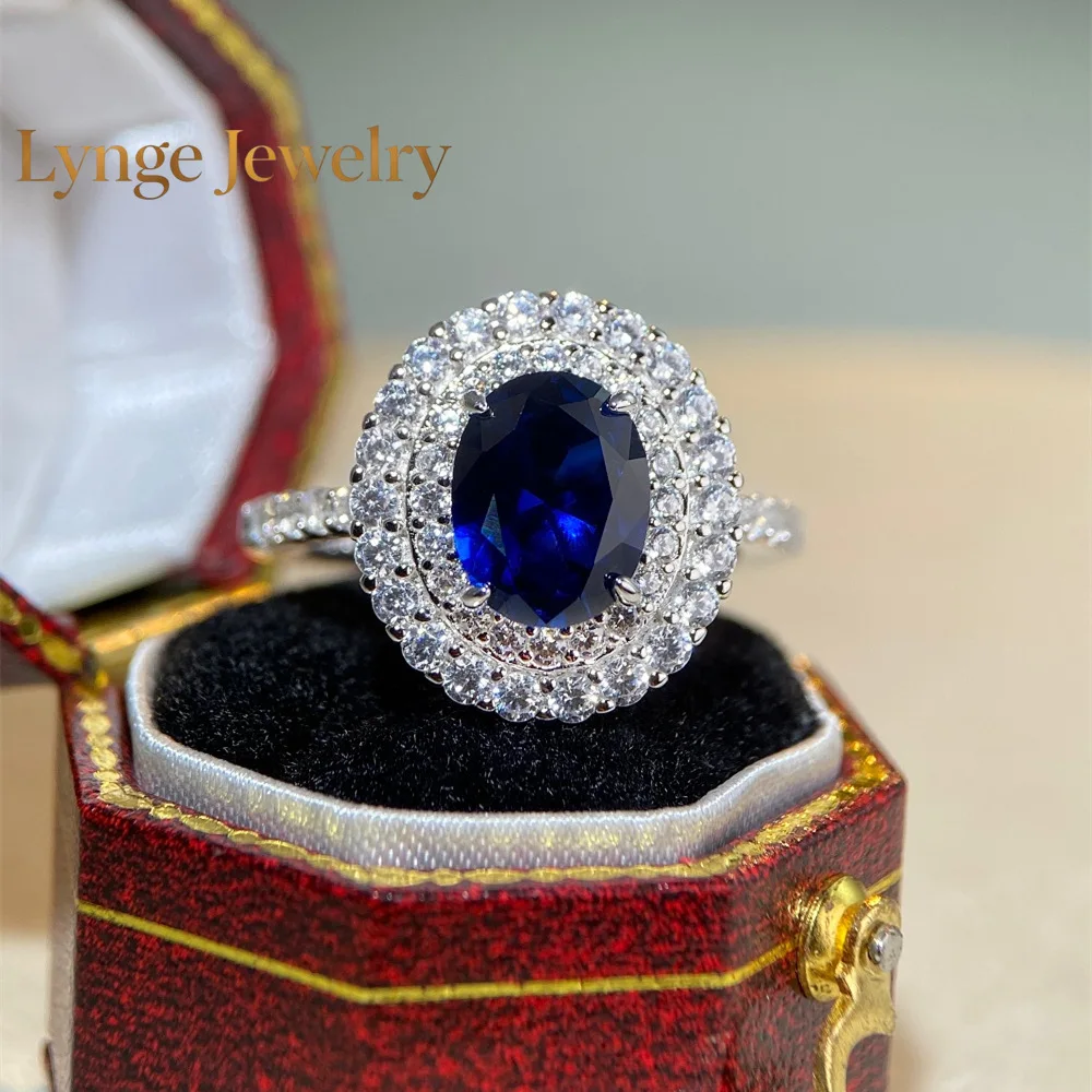 Lynge Jewelry Luxury white gold solid platinum PT950 Women's moissanite ring pigeon egg ring