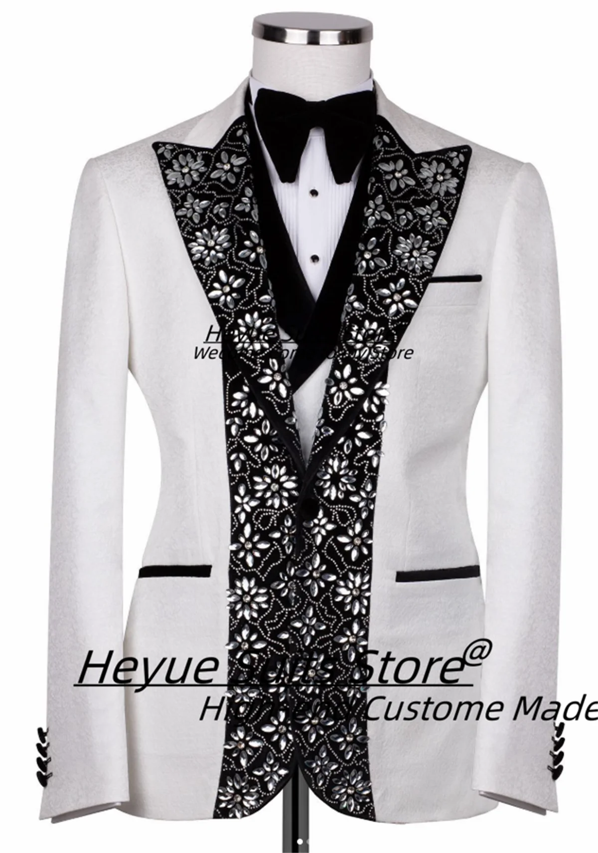 2025 New High-end Fashion Male Prom Blazers Customized Luxuly Beadwork Groom Wedding Tuxedos 3 Pieces Sets Elegant Costume Homme