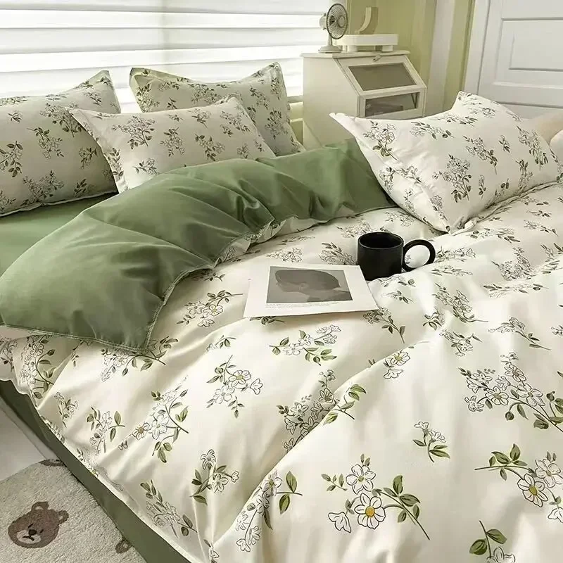 Ins Dandelion Bedding Set Duvet Cover Flat Bed Sheet Pillowcases Adult Kids Plants Flowers Soft Bed Linen
