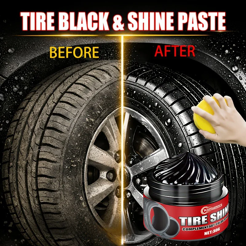 Car tire wax black long-lasting gloss agent, plastic parts refurbishment and scratch coverage, motorcycle and bicycle tire care