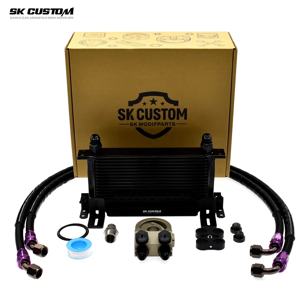 SK CUSTOM Oil Cooler Kit For Ford Focus Mondeo Fiesta Escape Escort Engine Radiator Thermostatic Adapter Auto Parts Modification