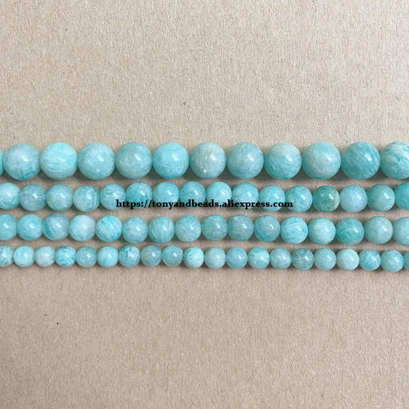 Genuine Semi-precious A Quality Brazil Amazonite Natural Stone Round Loose Beads 6 8 10 MM Pick Size for Jewelry Making DIY