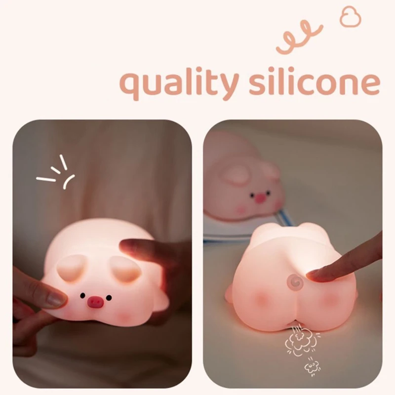 ABBN-Cute Piggy Night Light 3 Levels Of Adjustable Brightness Night Light Adjustable Brightness Night Light