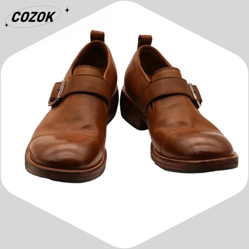 24 Business Formal Wear Casual Horse Leather Shoes GOOD YEAR Handmade Washed-out Vintage British Leather Shoes Men