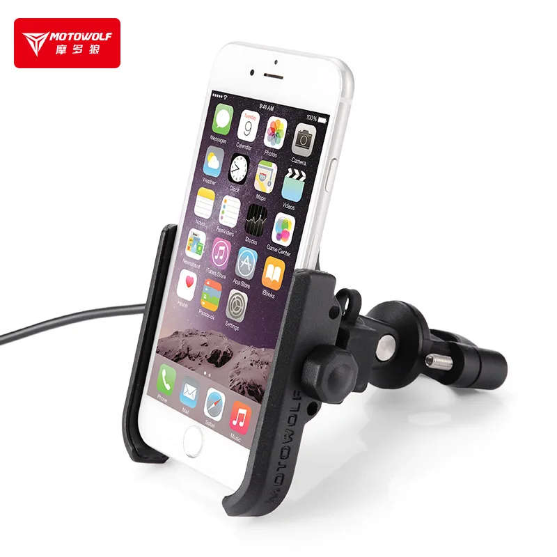 Motowolf Elektrische Fiets Generieke Aluminium Standaard Beugel Usb 12-24vcharging Motorfiets Schokbestendig Stuurstandaard