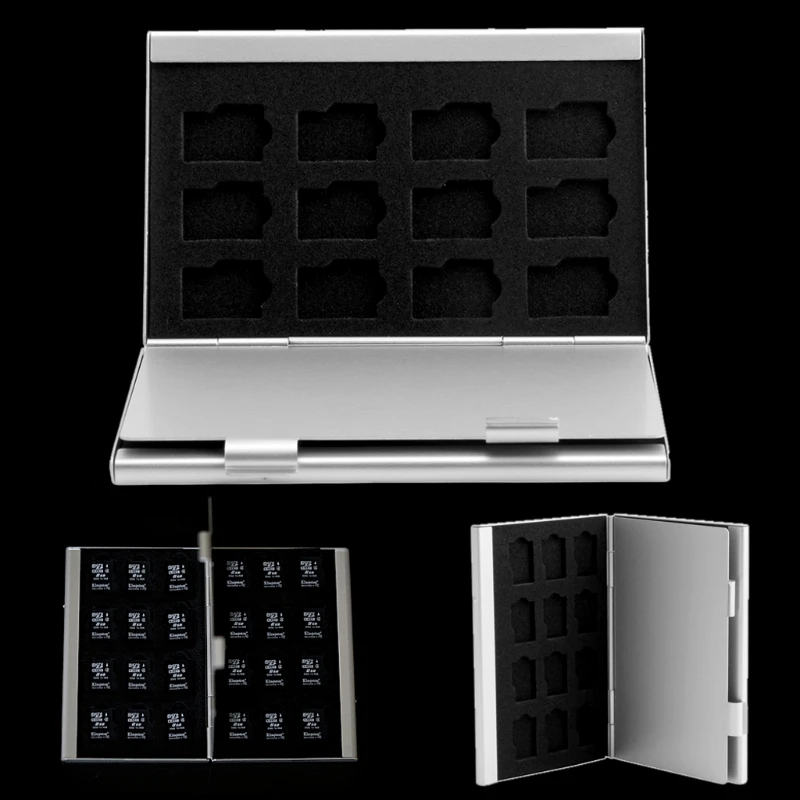 G5AA Silver Aluminum Memory Card Storage Case Box Holder For 24 TF Micro SD Cards