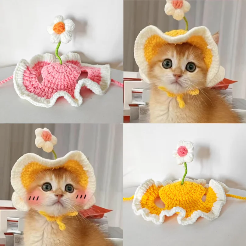 

Pet Cat Hat Cute Refined Elastic Autumn Winter Funny Puppy Kitten Knitted Hat for Party Photo Shoot Props Decoration Accessories