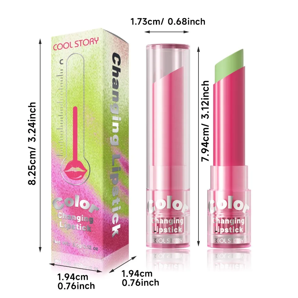 Balsam do ust zmieniający kolor, nawilżający, tintowany błyszczyk, szminka z efektem termicznym, przezroczysta do krytejskiego zakrycia, naturalny efekt różu, nawilżający dla suchych ust.