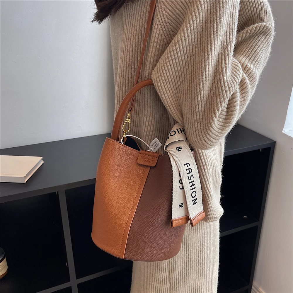 Burminsa Small Tote Bucket Bags For Women 2023 Trend Luxury Designer Ladies Shoulder Crossbody Bag PU Leather Handbags And Purse