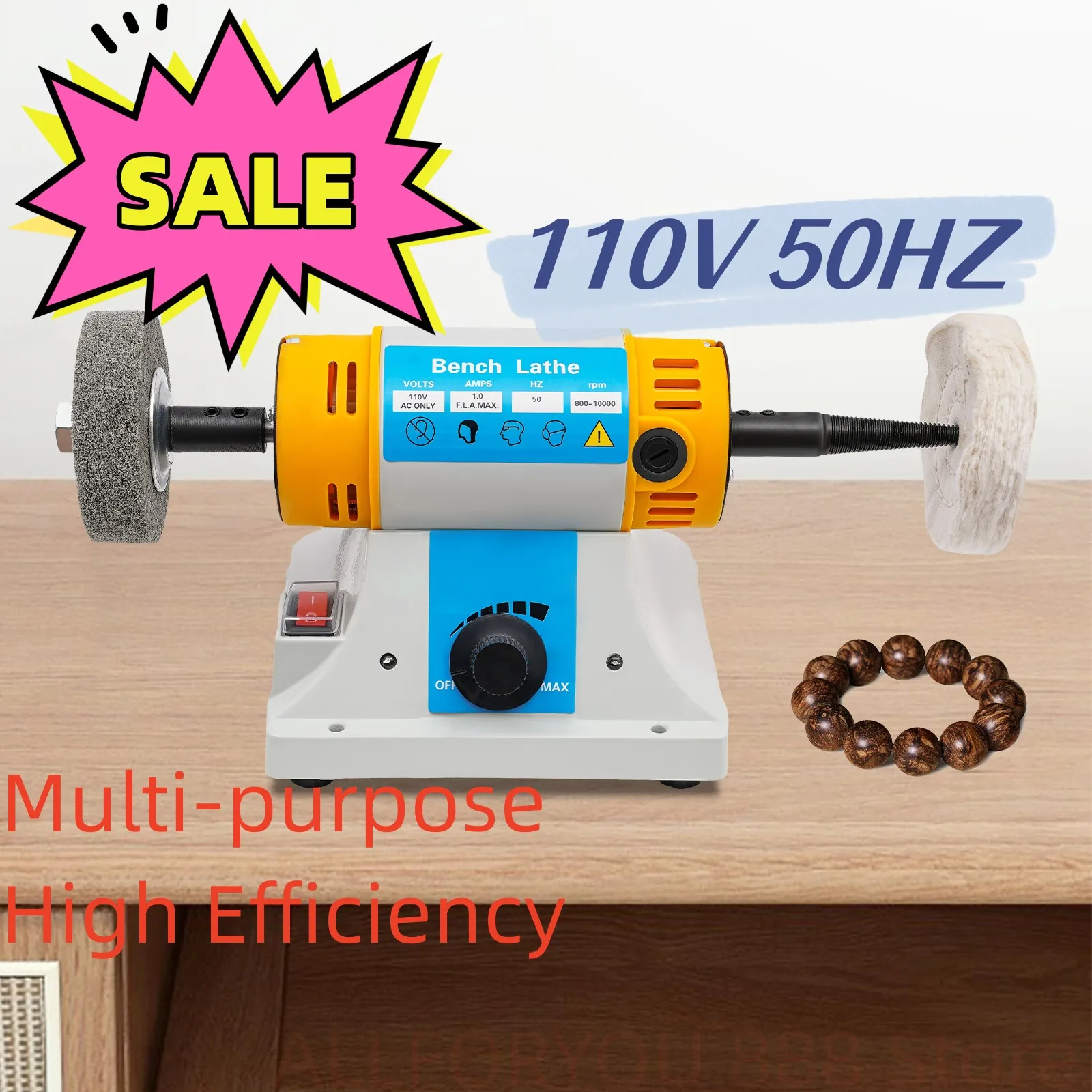 110V 50HZ Multi-Function Benchtop Polisher Bench Buffer Polishing Machine For Jewelry, Wood, Amber