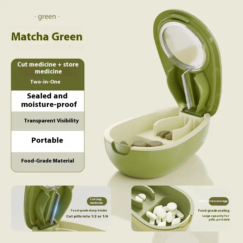 قطاعة حبوب منع الحمل 2 في 1 مع صندوق تخزين محمول صغير للأدوية اللوحية صندوق دواء صغير صغير علبة حبوب الرعاية الصحية #3