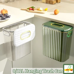 12L Wall Mounted Trash Can Kitchen Cabinet Storage With Lid Smart Bucket Bathroom Recycling Hanging Trash Bins Kitchen Organizer